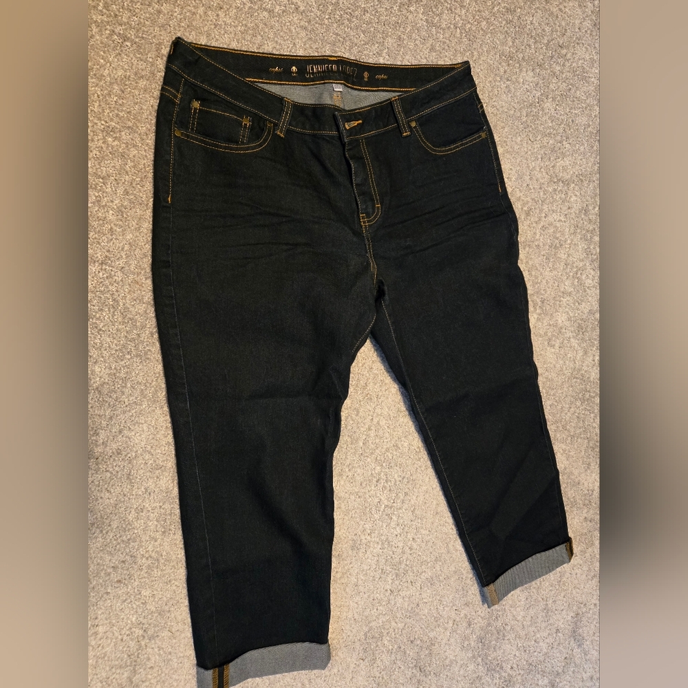 EUC Jennifer Lopez Capris Dark Denim Sz 16 - Picture 2 of 6
